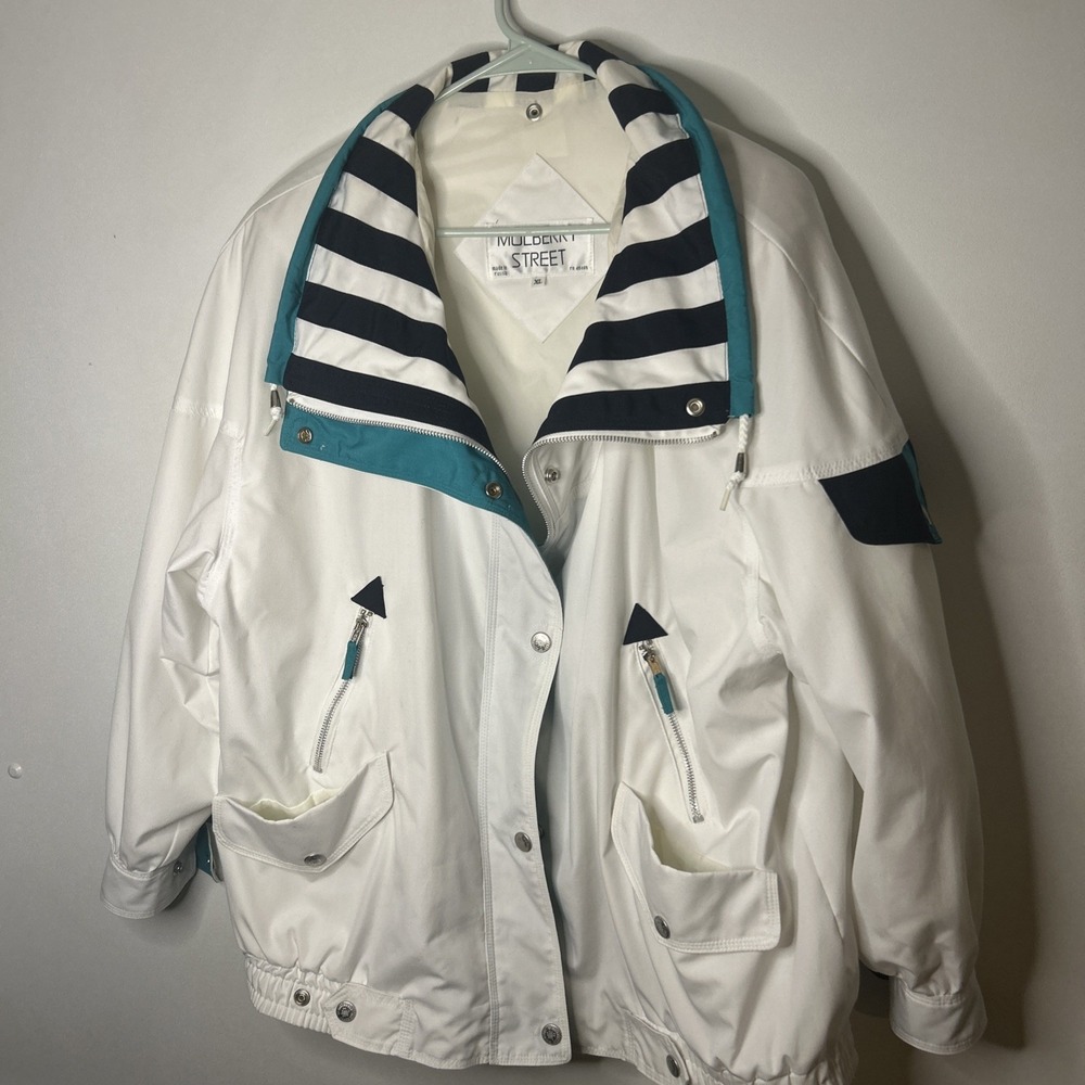 Mulberry Street Womens CL Off White Snap Button Jacket Coat Vintage (026)